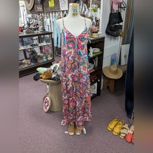 nwt Nicole Miller Silk Colorful Floral Maxi Dress